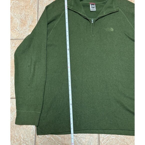 The North Face Mens‎ Large Green Wool Blend Sweater 1/4 Zip High Neck Pullover - Picture 3 of 5